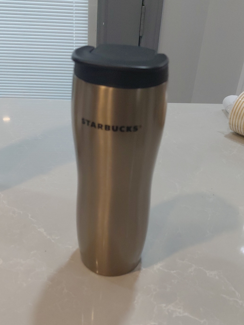 Starbucks Metallic Gold Travel Tumbler with Black Lid